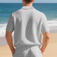 thumbnail image 4 of Men's Waffle Knit Polo Shirt Short Sleeve Collared Casual T-Shirt Comfortable & Breathable For Summer Daily Wear Stylish Tops,Light Gray,XL, 4 of 6