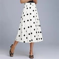 thumbnail image 2 of WTOBBY Women's Summer Casual Vintage Polka Dot Midi Skirt with Concealed Pockets, Flowy A-Line Large Swing Beach Skirt Drape Design for Retro Styling,White L, 2 of 5
