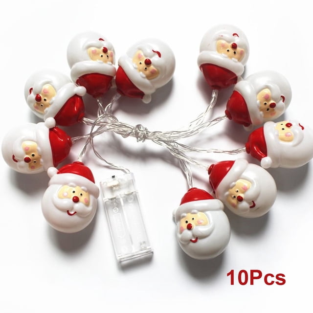 Graflsoa Festive Santa Claus LED String Lights - 1.5m Battery-Operated Decoration for Christmas Trees, Walls, and Windows (10 Lights, White, Batteries Not Included)