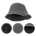 thumbnail image 1 of EXHUMKY Mens Bucket Hats 1Set Cotton Dark Grey Casual Foldable Spring Fall Hunting Bucket Cap, 1 of 4