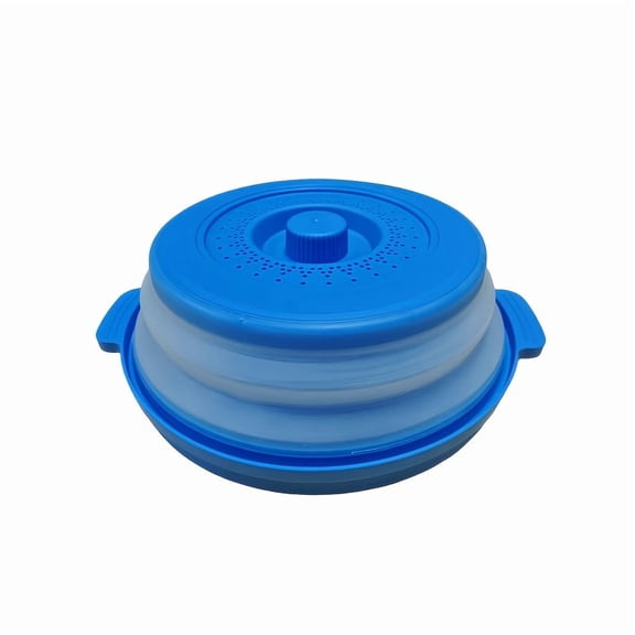 Dark Blue Microwave Splatter Cover & Bottom Pad,2026 New Microwave Splatter Cover & Bottom Mat - 10.5 Inch Foldable Ventilated Cover, Heat-resistant Thickened Design, Made of Durable Plastic and Sili