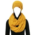 thumbnail image 3 of Wrapables Winter Warm Chunky Cable Knit Infinity Scarf and Beanie Set, Yellow, 3 of 7