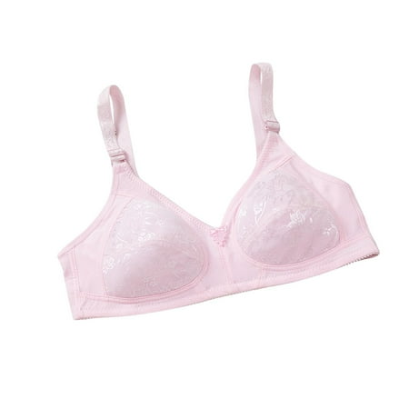 Bigersell Plus Size T Shirt Bra Discouts Senior Elder Women Women s Underwear No Underwire and Sponge Thin Cotton Breathable Bra Plus Size and Large Cup Bra Balconette Bra Style F-1269 Pinks 3XL