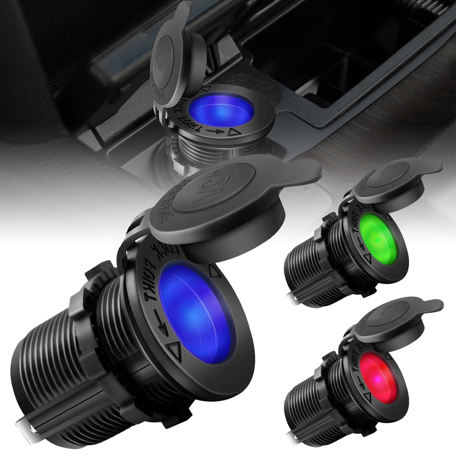 EEEkit Cigarette Lighter Socket Waterproof LED Indicator 12V Power Outlet for Car Marine Boat