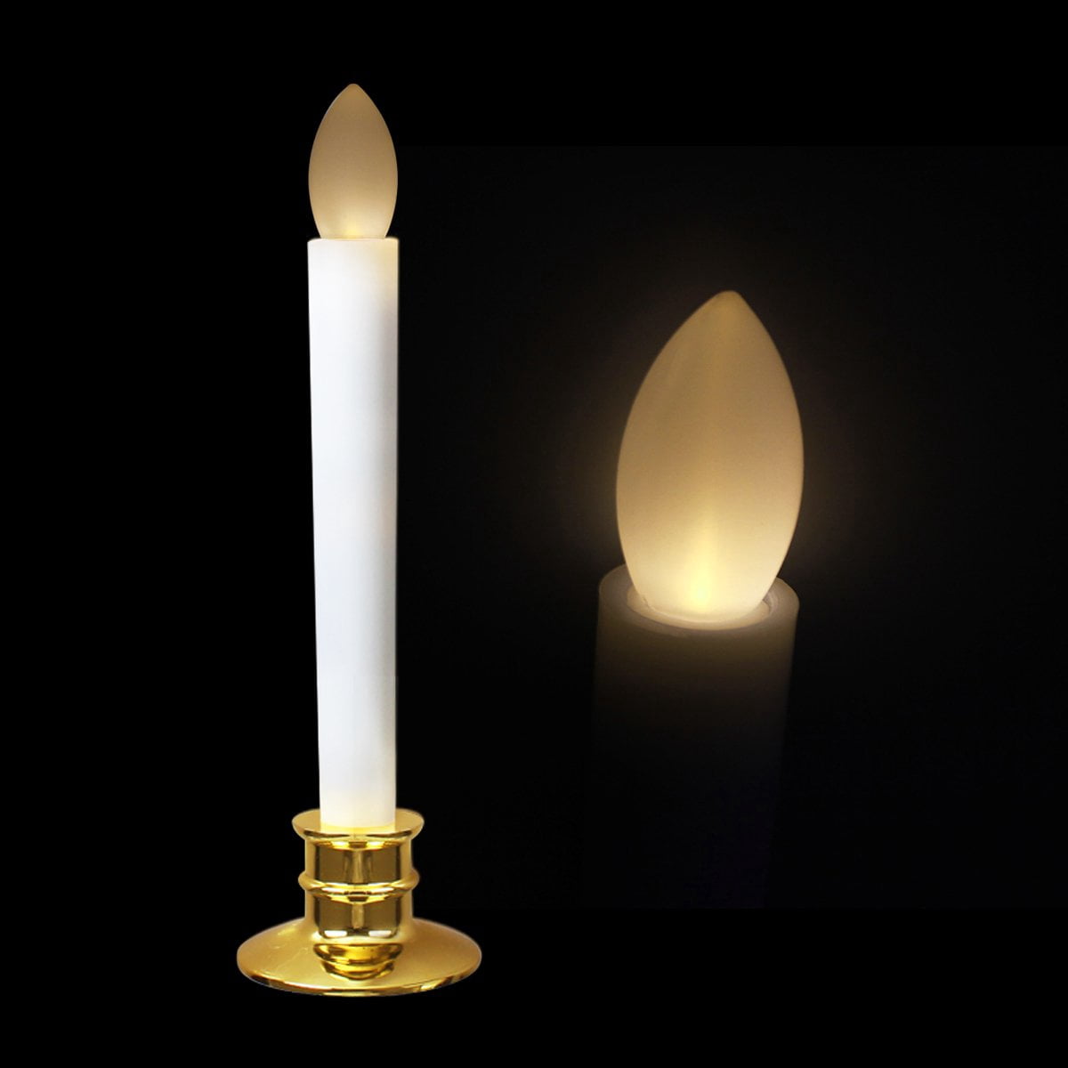 Gamexcel Flameless LED Window Candle Lights, Gold Base, Remote Timer, Warm White, 6 Count