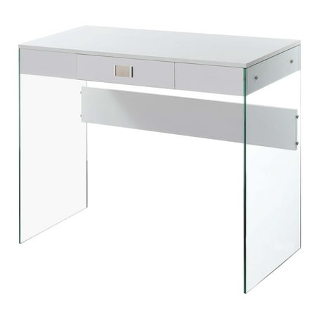 Convenience Concepts SoHo 30 inches Tall 1 Drawer Glass 36-inch Desk White All Ages