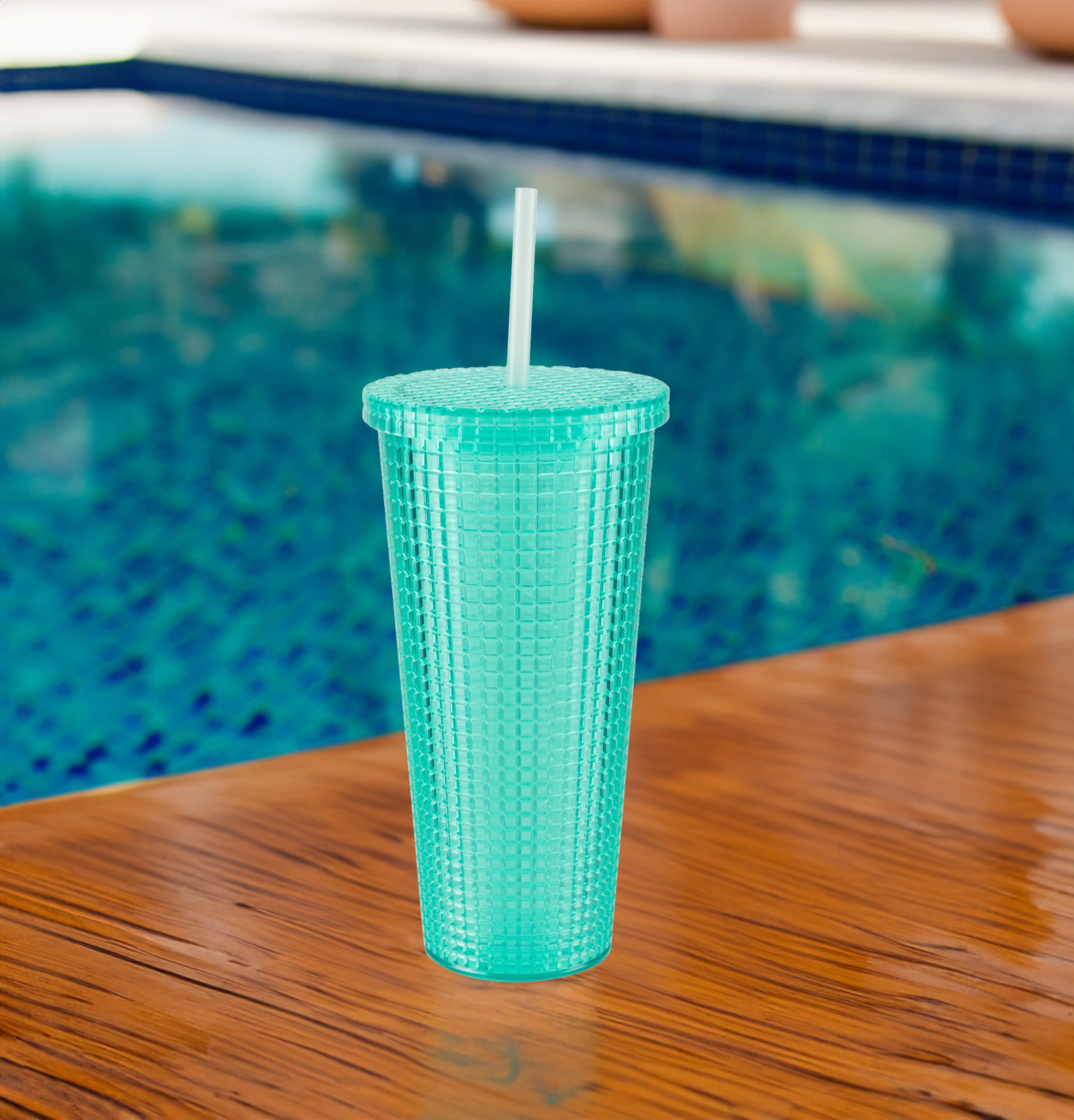 Cool Gear 3-Pack 23 oz Jem Chiller with Reusable Straw | Dishwasher Safe, Spillproof, Double-Wall Insulated Travel Tumbler | Trendy, Textured Design - Variety Pack