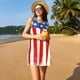 thumbnail image 3 of Fotbe America Flags2 Vestido de Verano sin Mangas para Mujer – Vestido Midi Línea A, Estilo Camiseta Floral, Vestido Playero Casual y Fluido, 3 of 7