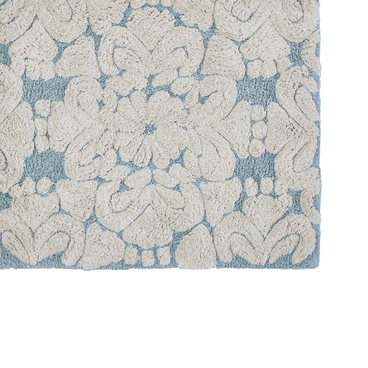 Better Trends 21" x 34" Bathroom Rugs 100% Cotton Soft Water Absorbent Non Slip Bath Mat Machine Washable Rug (Blue) Medallion Collection