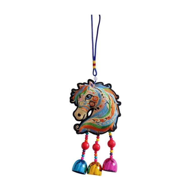 TanSiDing Chinese Horse Sachet Embroidered Wall Hanging Door Decor Pendant for Home Office Car Blessing Gift