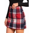 thumbnail image 2 of Women's Plaid Pencil Mini Skirt, High Waisted Bodycon Above Knee Skirt with Side Zipper for Fall Winter, 2 of 5