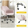 thumbnail image 4 of JONPONY Home Office Desk Chair, Velvet Vanity Chair with Back and Wheels, 360 Swivel, Height Adjustable, Armless Design, Rolling Chair for Vanity Room, Makeup Room, Bedroom, Classroom, Pink, 4 of 9