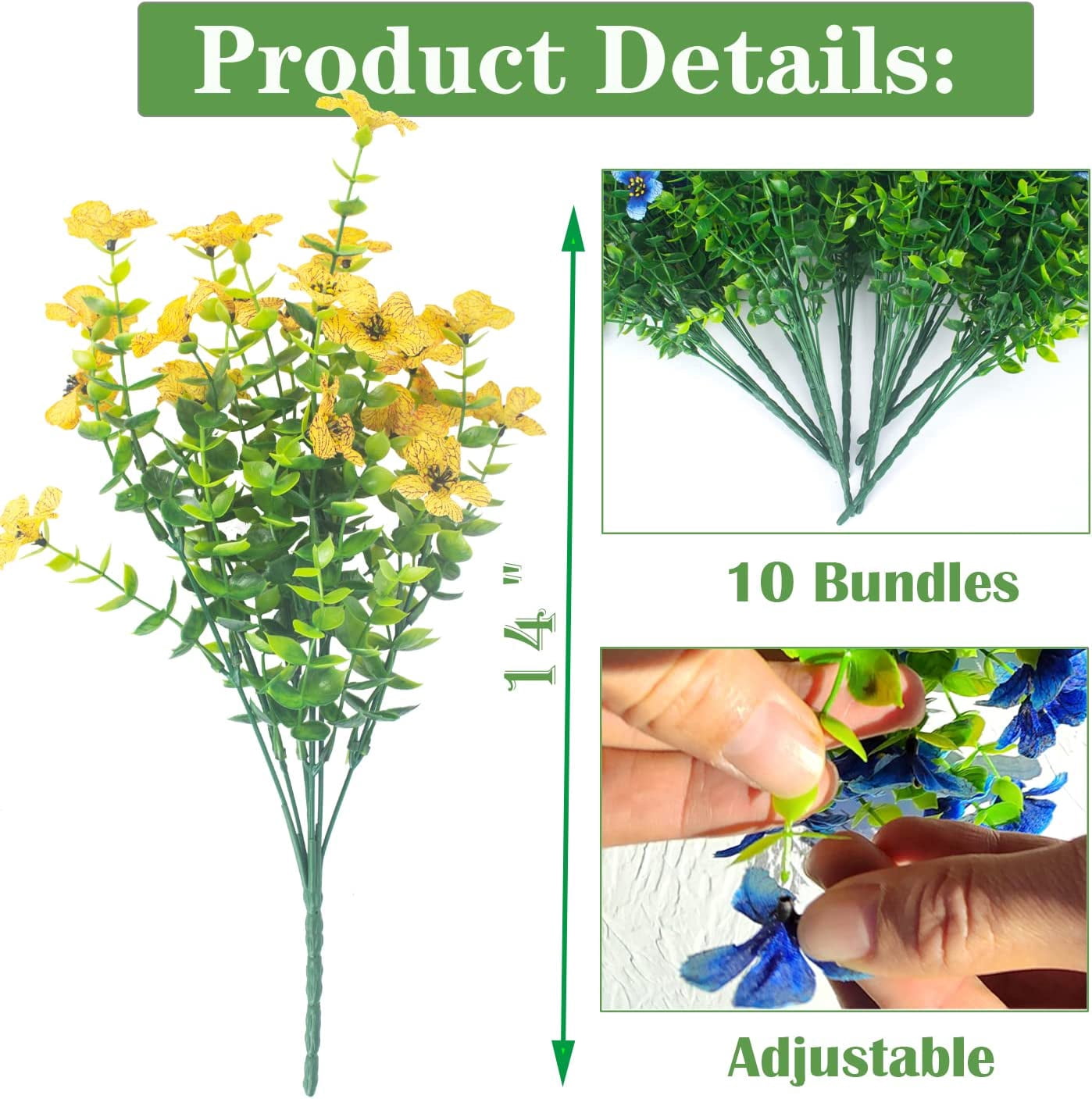 MAMOWEAR violets Artificial Flowers for Outdoor UV Resistant Faux Flowers No Fade Fake Plastic Plants Garden Porch Window Box Decorating
