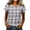 Blue, variant on Womens Summer Shirts Vintage Western Country Plaid Checkered TopsShort Sleeve Fake Button Down Casual T‑Shirts Relaxed Fit Everyday Wear Blue S