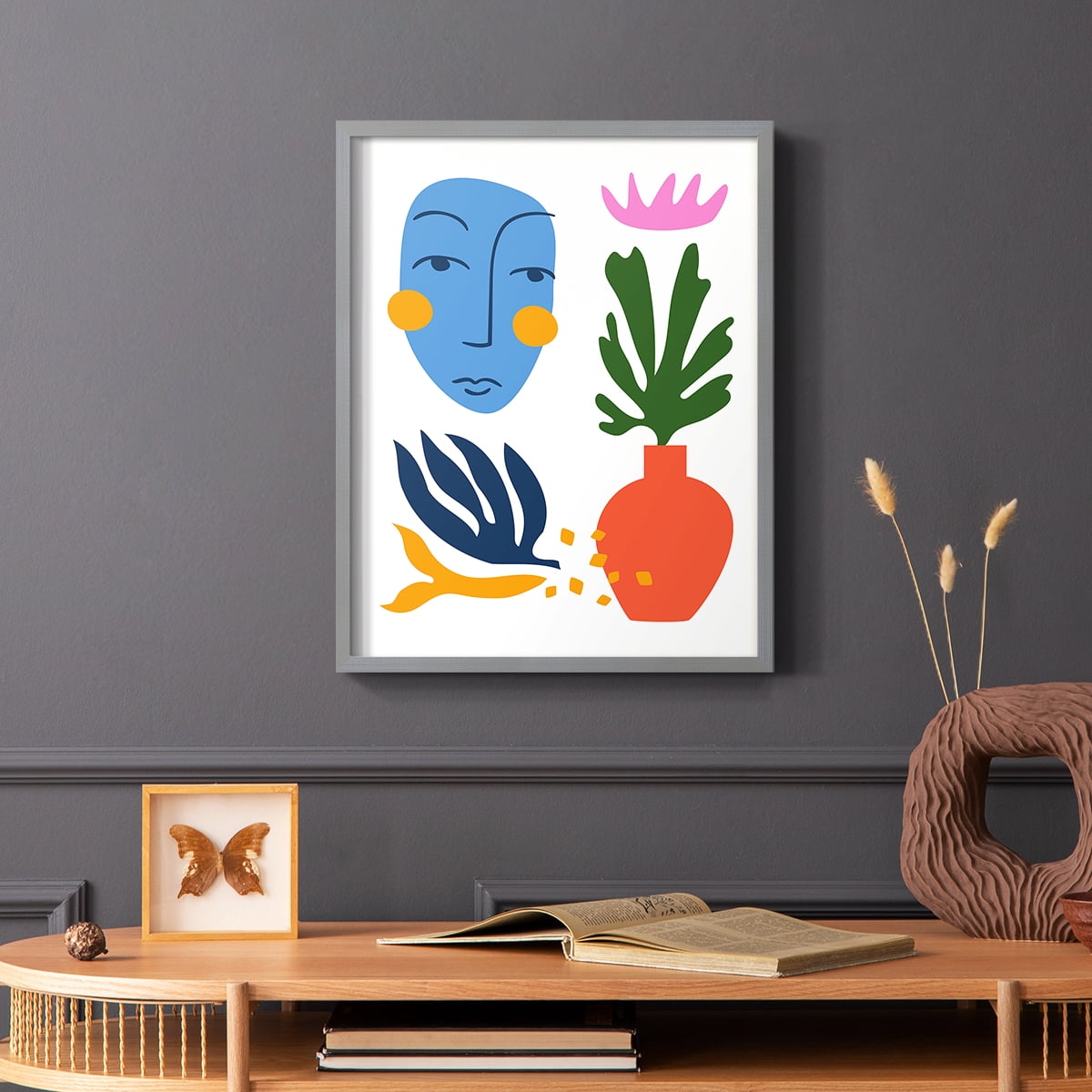 Matisse CDXLVIII in Gray Solid Wood Framed Print No Nail Hanging