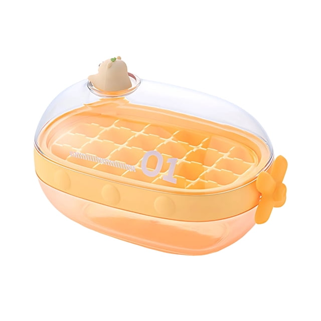 Tray with Lid, Rotating Ice Mold for Food Grade Homemade Ice, Easy Release Ice Box for Freezer and Refrigerator Storage^