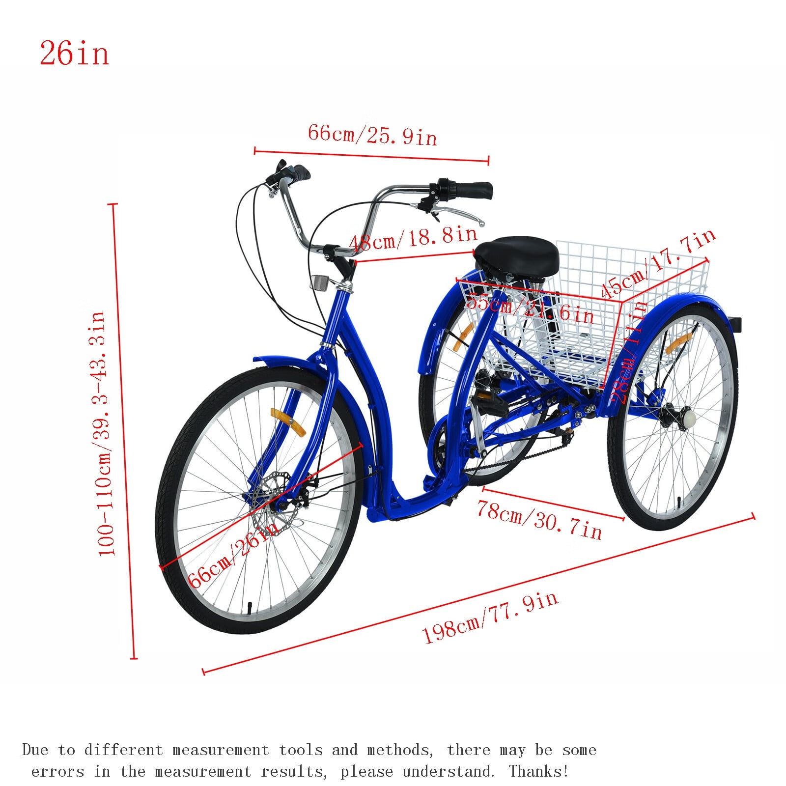 3 wheel bike with basket on back