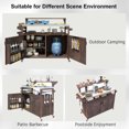 thumbnail image 5 of Outdoor Kitchen Island with Stainless Steel Top, 53.3" Solid Wood Grill Cart with Raised Shelf, Locking Wheels, Adjustable Storage for BBQ, Patio, Garden, Brown, 5 of 11