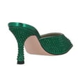 thumbnail image 4 of XYD Women Shiny Rhinestones Open Square Toe Mules Slip on Studded Mid Thin Heels Dress Fashion Slide Sandals Size 7 Emerald, 4 of 4