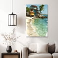 thumbnail image 3 of “Colorful Coastal Shack” Tropical Canvas Wall Art Ready to Hang for Living Room and Bedroom, 3 of 8
