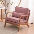 thumbnail image 2 of IVV Linen Upholstered Accent Lounge Chair, Modern Living Room Reading Chair with Wooden Arms and Waist Cushion, for Bedroom, Reception, Home Office, Dark Gray, 2 of 10