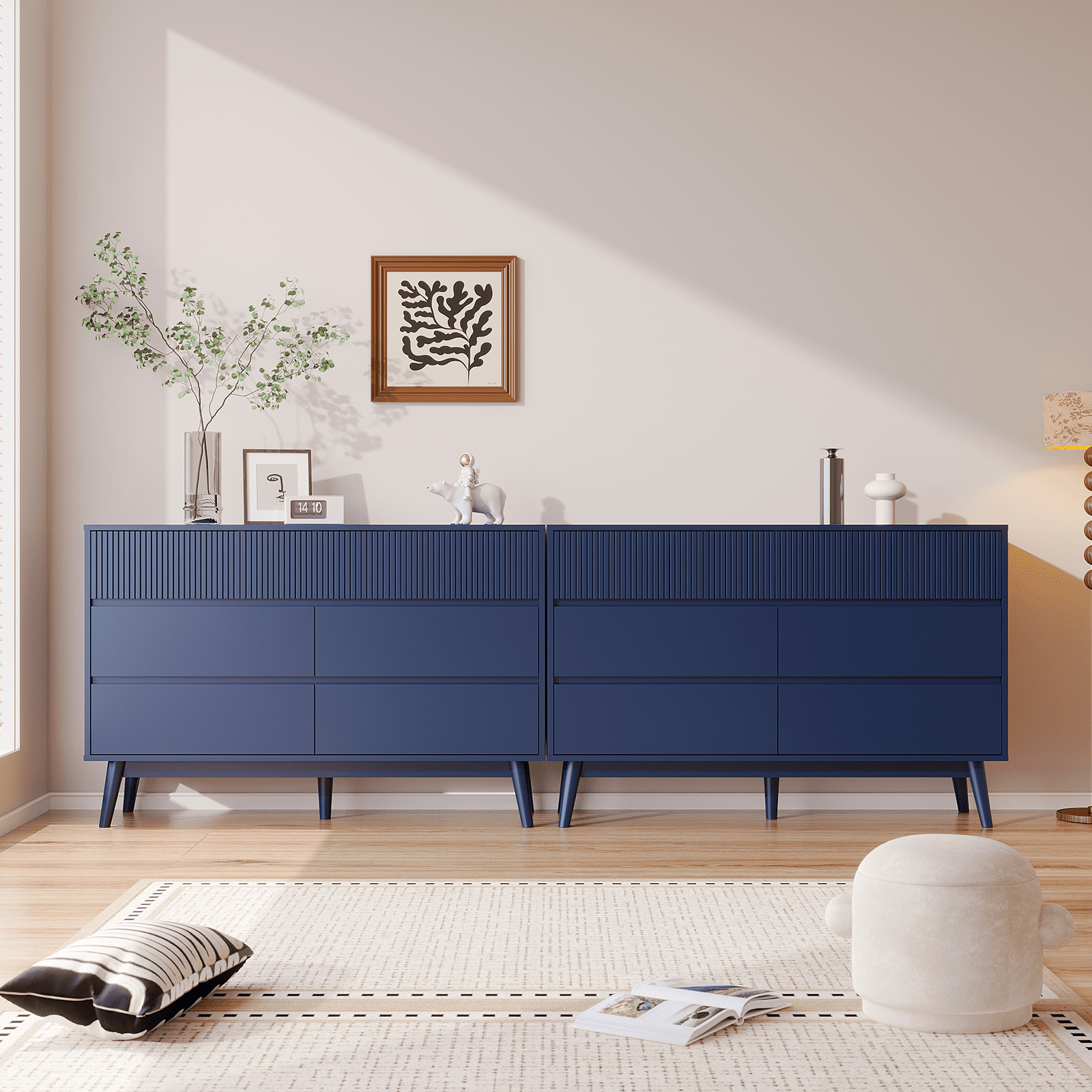 RichYa Dresser for Bedroom with 6 Drawers,Fluted Dresser with