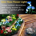 thumbnail image 2 of Solar Garden Stake Lights, Rose Flowers Lights LED Yellow Solar Stake Lights with 5 Roses Waterproof for Garden, Yard, Christmas Pathway, Grave Decor(1 Pack-Blue), 2 of 9