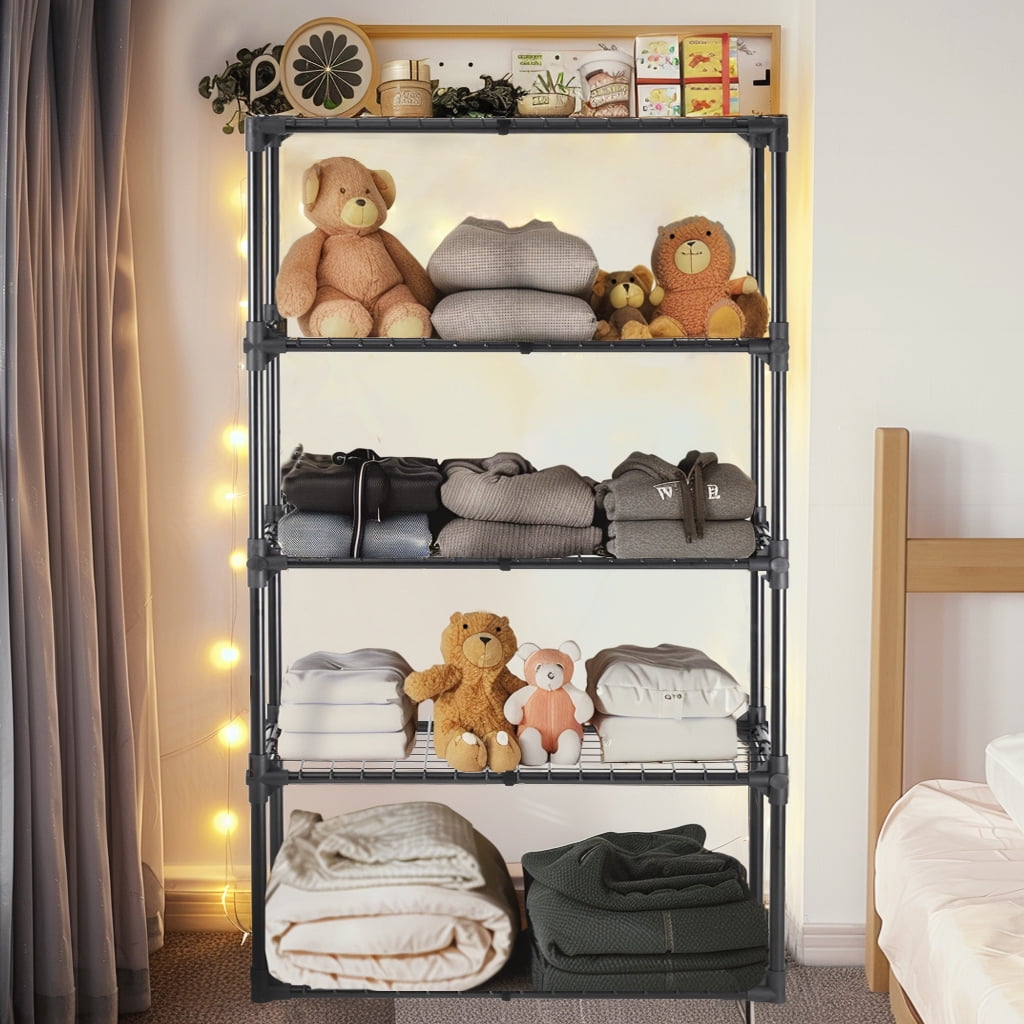 Leumius 5 Shelf Wire Shelving,Metal Storage Shelving Unit for 550 lbs Capacity Black,1Pcs
