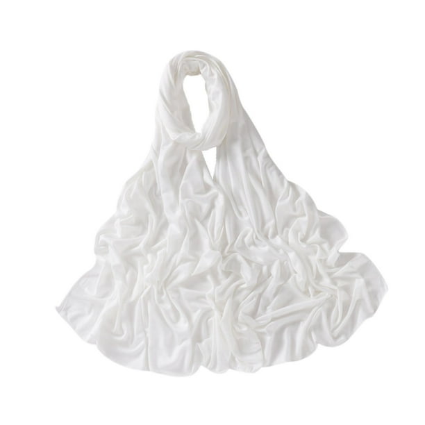 Pañuelo para la cabeza para mujer, chal de cobertura completa, cómodo para envolver el cabello Blanco