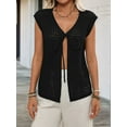 thumbnail image 2 of Womens Tie Crochet Shrug Short Sleeve Open Front Knit Cropped Cardigan Sweaters Cover Up, 2 of 7