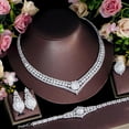 thumbnail image 6 of African White Gold Plated CZ Necklace Earrings Bracelet Ring Set Pageant Jewelry, 6 of 9