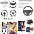 thumbnail image 6 of Garronmavis 15pcs American Flag Automobile Interior Sets Car Front and Rear Seat Cover Steering Wheel Cover Seat Belt Cover Coasters Rearview Mirror Cover Car Garbage Can Air Vent Mount Phone Holder, 6 of 7
