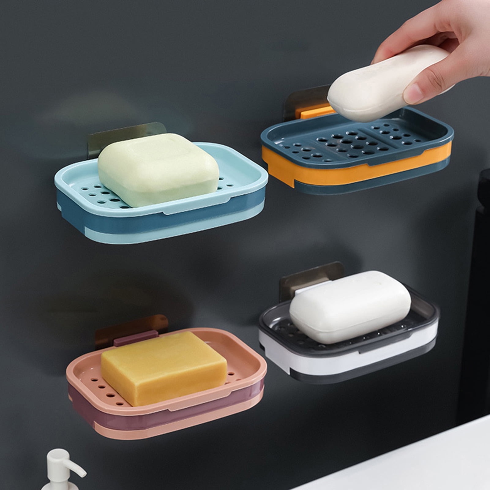 SWAMTIK Soap Dish for Shower Waterproof Shower Soap Holder Heavy Duty Soap Dish Moisture-proof Bar Soap Holder No Drilling Soap Holder for Shower Wall
