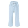 thumbnail image 4 of JJHGVB Capri Pants for Women Petite Capris for Women Petite Length Plus Size Pants Women High Waisted Pants Straight Leg Pants With Pockets Drawstring Pants Women Athletic Capris Light Blue 3XL, 4 of 5