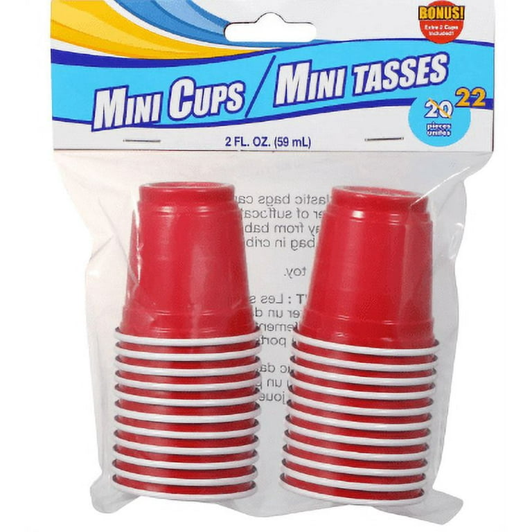 [100 Count - 2 oz.] Mini Plastic Shot Glasses - Red