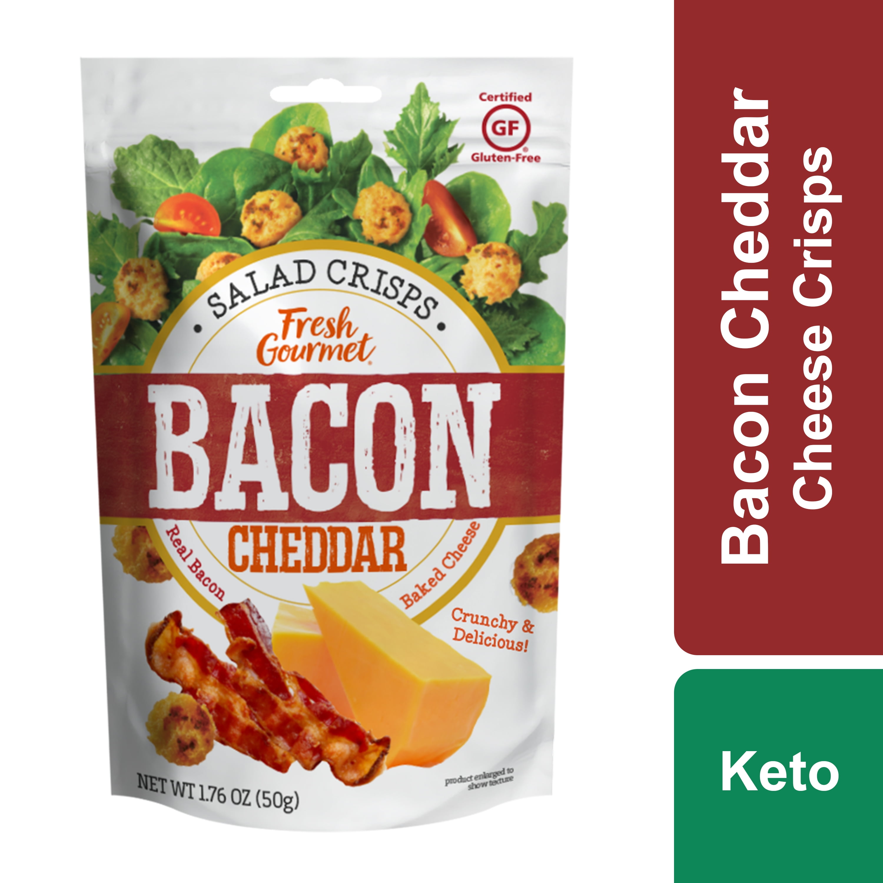 Fresh Gourmet Bacon Cheddar Cheese Crisps Salad Toppings, Keto