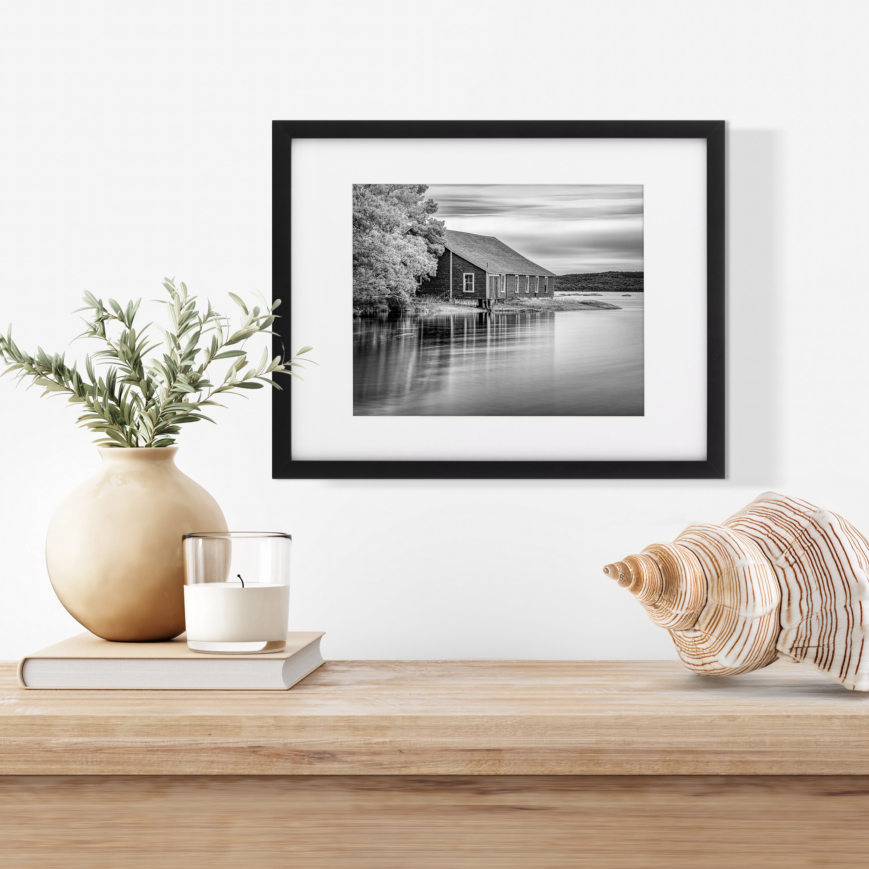 Snap 11"x14" Black Wall Picture Frame with Single White Mat for 8"x10" Image