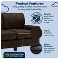 thumbnail image 3 of Serta Copenhagen 61" Rolled Arm Loveseat Sofa with Removable Covers Brown, 3 of 16