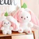 thumbnail image 2 of Double-Sided Rabbit Plush Pillow Toy with Carrot & Strawberry Design, Soft Stuffed Animal Doll for Kids, 2 of 5