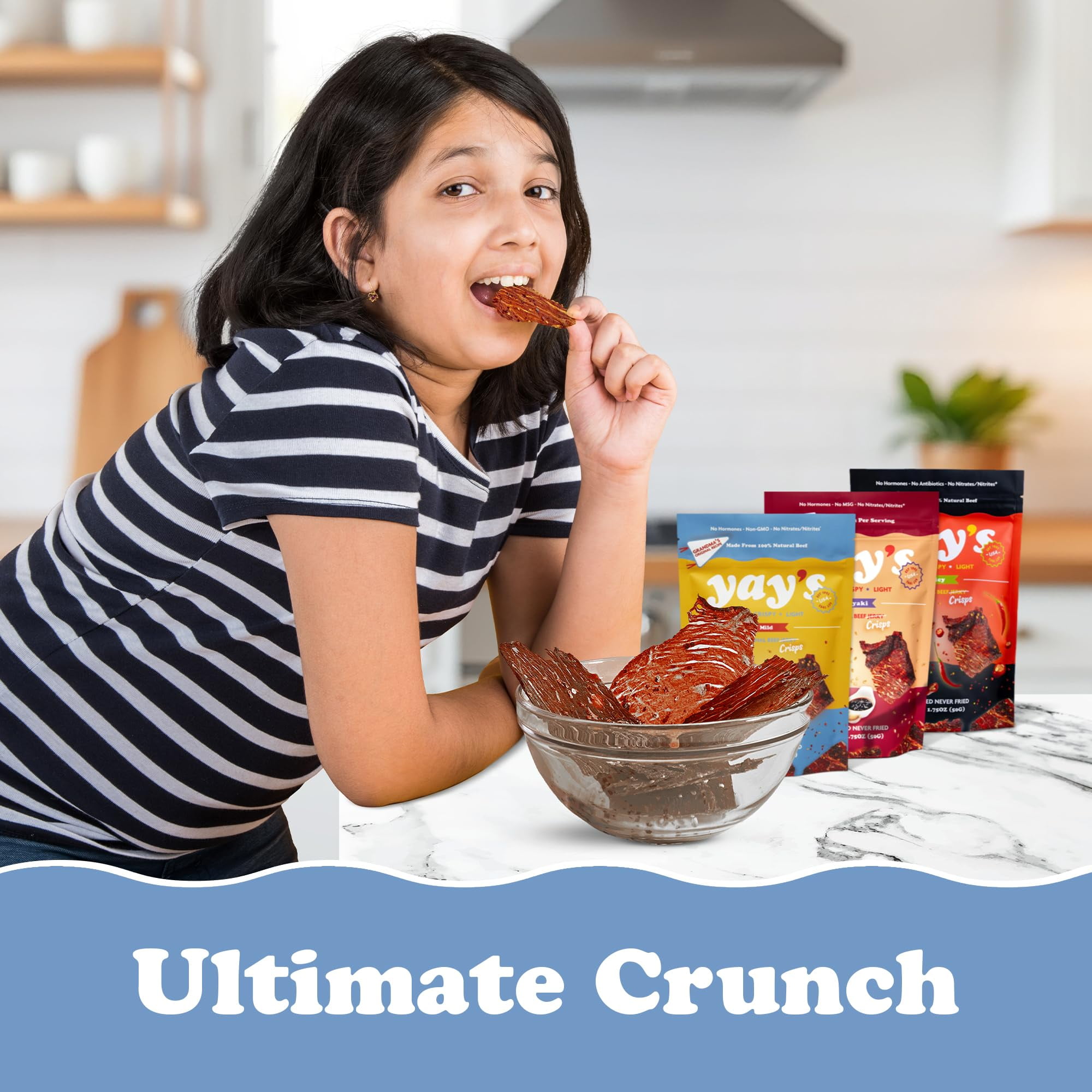 Yay's Snacks Sweet and Spicy Beef Crisps | High-Protein Ready-to-Eat Crispy Crunchy Chipped beef | Mild, Spicy, Teriyaki beef jerky snack packs, Non-GMO Healthy Meat Snack, Made in USA (1.75 oz) each