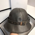 thumbnail image 2 of CoCopeaunts Leather Bucket Hat for Women Autumn Winter Outdoor Lady Girl Fashion Fisherman Hat with Buckle Belt Bowler Cap, 2 of 8