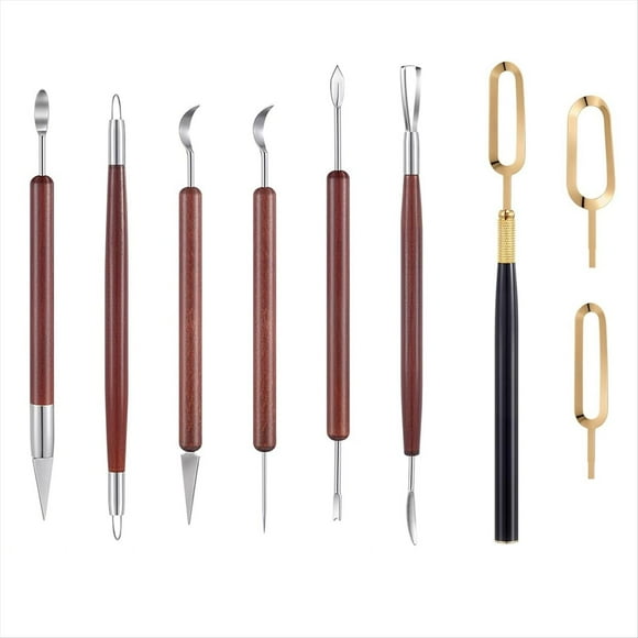 Ensemble de 7 Pcs Outils de Sculpture en Argile Poterie Double Extrémité en Acier Inoxydable avec Lame de Flottaison, 1 * Ensemble d'Outils de Sculpture
