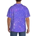 thumbnail image 3 of Fotbe Purple Glitter Camisa Estampada de Manga Corta para Hombre, Casual de Verano, Estilo Playero, Sin Arrugas-Small, 3 of 5