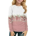 thumbnail image 2 of Drmagiyhm Long Sleeve Tops for Girls Size 10-12 Casual Crewneck Floral Print Shirts Stretchy Basic Fall T-Shirt Little Girl Comfy Tops, Tees & Blouses 9-10 Years Pink, 2 of 5