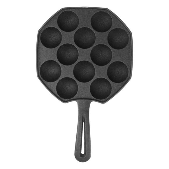 Takoyaki Pan 12 Molds Cast Iron Takoyaki Maker Skillet Japanese Octopus Meat Ball Mold No-stick Baking Tray for Octopus Balls Aebleskivers Pancake
