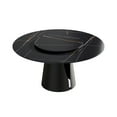 thumbnail image 6 of Magic Home 53.15” Black Sintered Stone Round Dining Table with 23.62” Black Slate Round Turntable for 6 People with Black Stainless Steel Base, 6 of 6