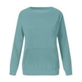 thumbnail image 5 of Dwellite Oversized Sweatshirts for Women Cotton Long Sleeve Tops Crewneck Pullover Sweater Y2K Hoodies Fall Clothes with Pocket Green 5XL, 5 of 5