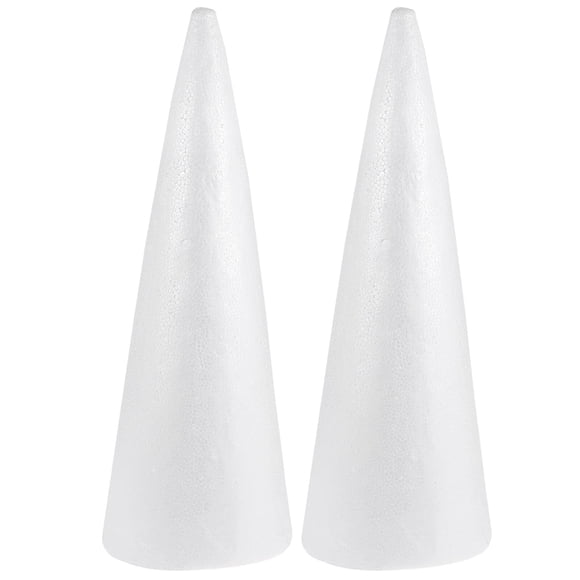 SUPVOX 2pcs Foam Cones Christmas Tree Cones for DIY Modeling Craft Floral Arranging Supplies (38x13.5cm)