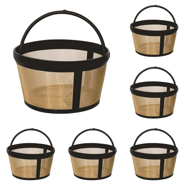 6/5/4/3/2/1pcs Reusable 4-5 Cup Basket Coffee Filter Fits MrCoffee Coffee Maker & Brewer Permanent Filter Replacement Compatible with Mr Coffee Gold Basket-Style Filters