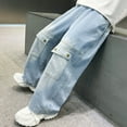 thumbnail image 4 of Kids Girls' Fashion Jeans Elastic High Waist Wide-Leg Palazzo Denim Pants Teen Clothing Clothes for Girls 10-11 Years Girls Fashion, 4 of 8